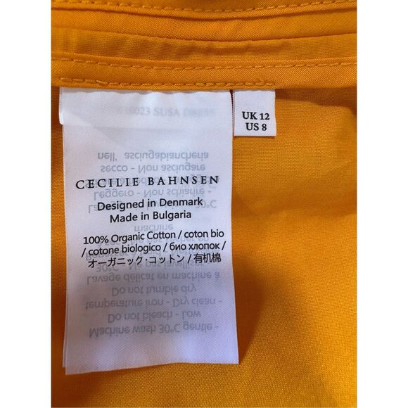 Cecilie Bahnsen Susa Organic Cotton Midi Dress in Tangerine US 8 $1095 - Picture 12 of 12